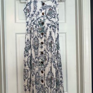 LC Lauren Conrad Blue and White Patterned Dress